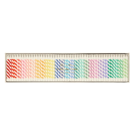 Set de 50 petites bougies - arc-en-ciel à rayures - meri meri