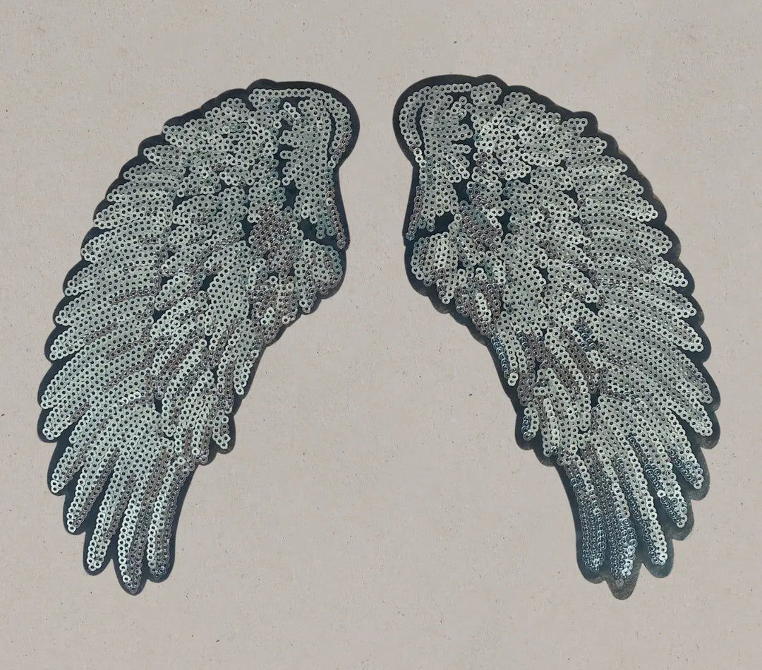 Patch thermocollant - Set de 2 ailes en sequin argentés