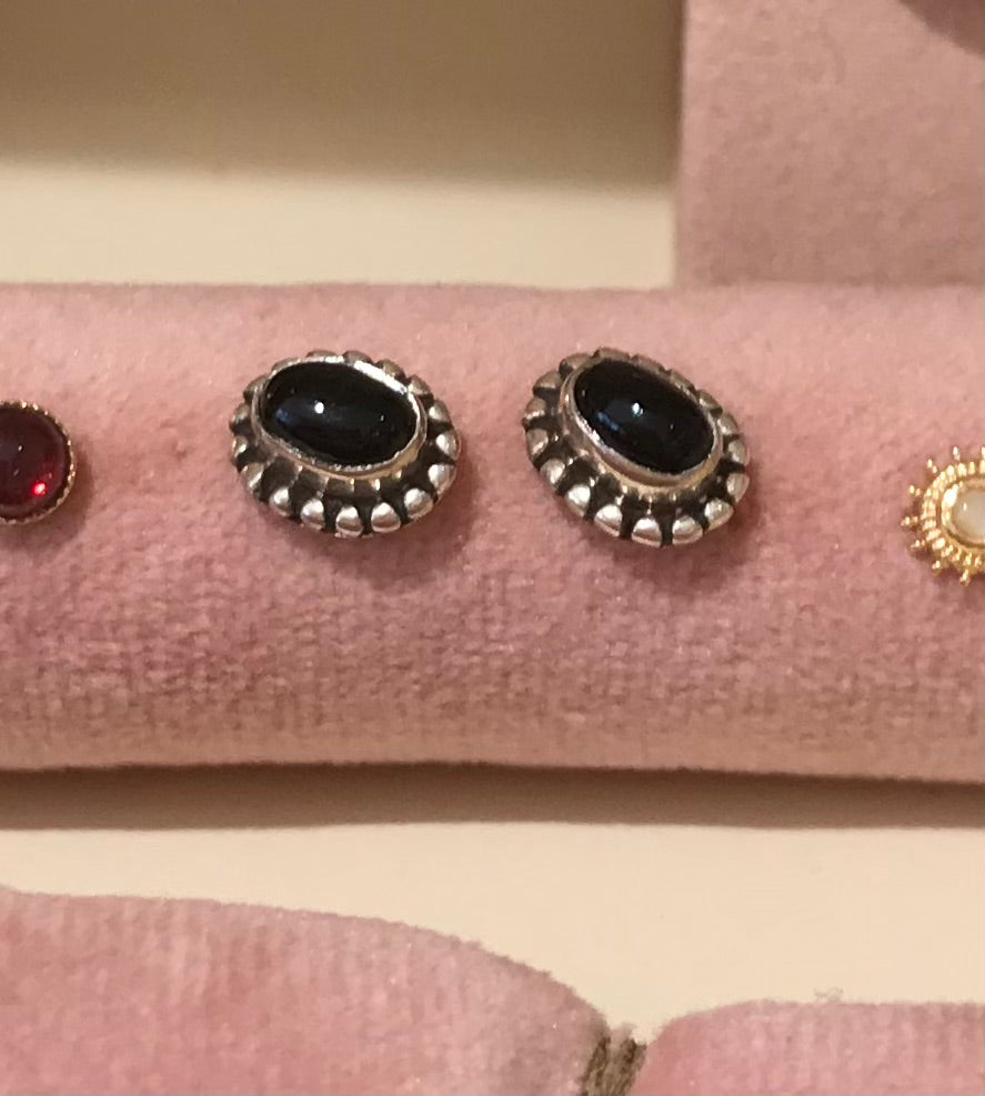 Boucles d’oreille Puce pierre noir - 8mm - bijoux