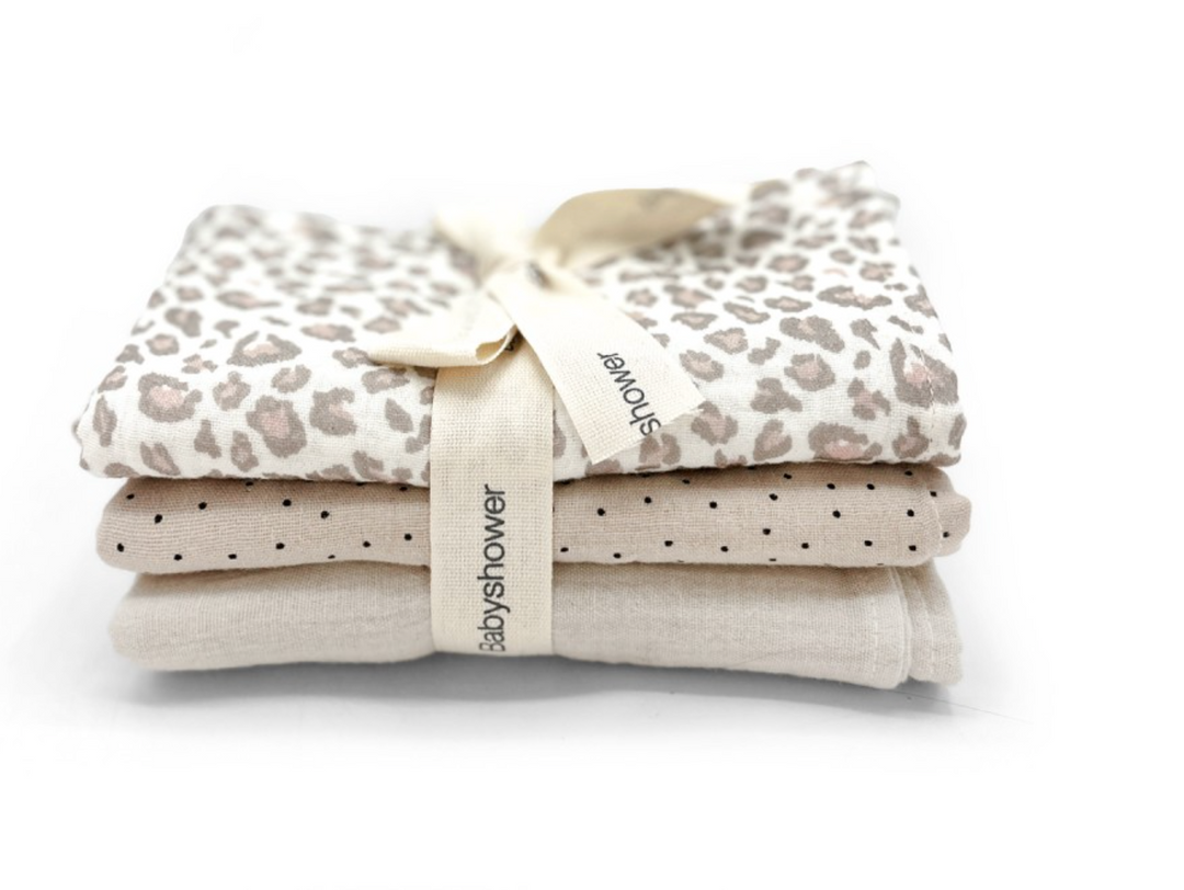 Set 3 mini-langes soft print - Babyshower