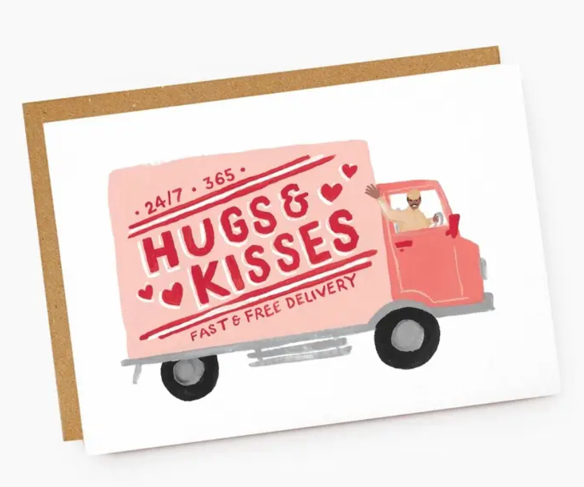 Carte d'amour - Hugs & Kisses - Camionnette rose - Jade Fisher