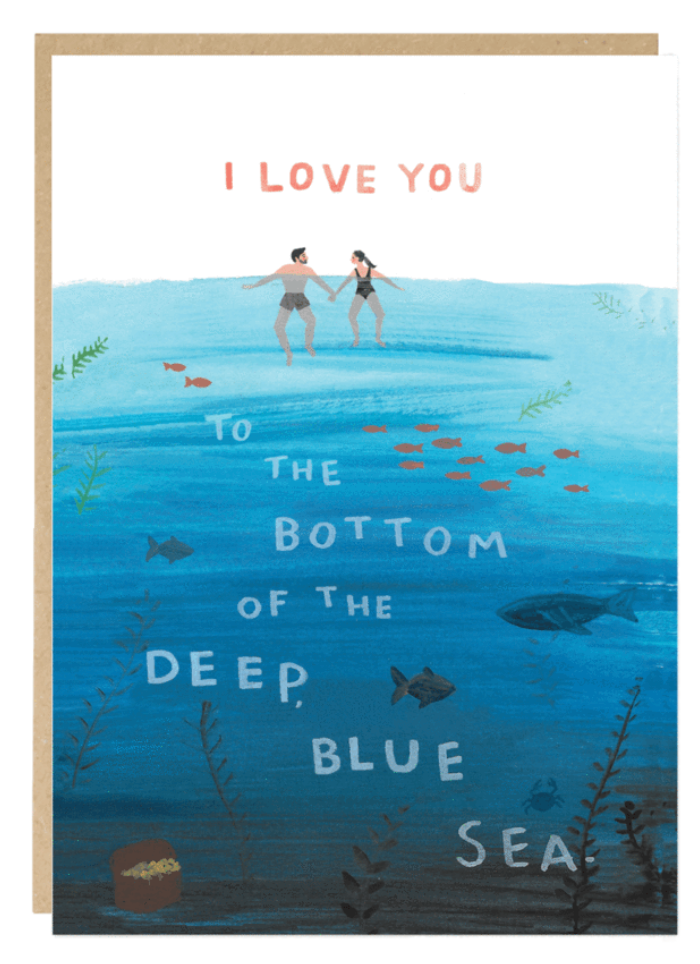 Carte d'amour - Nageurs dans l'océan bleu profond - Jade Fisher