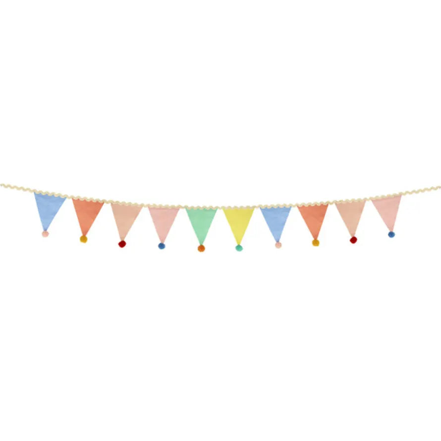 Grande Guirlande Drapeaux à pompoms Pastel - fanions - Meri Meri