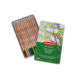 Boite métal 12 crayons de couleurs aquarellables - DERWENT - ACADEMY