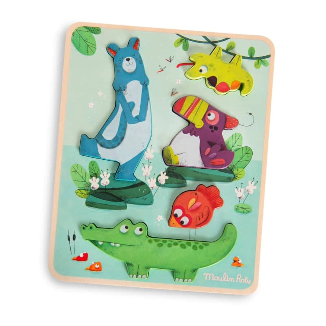 Puzzle sensoriel en bois Dans la jungle Moulin Roty