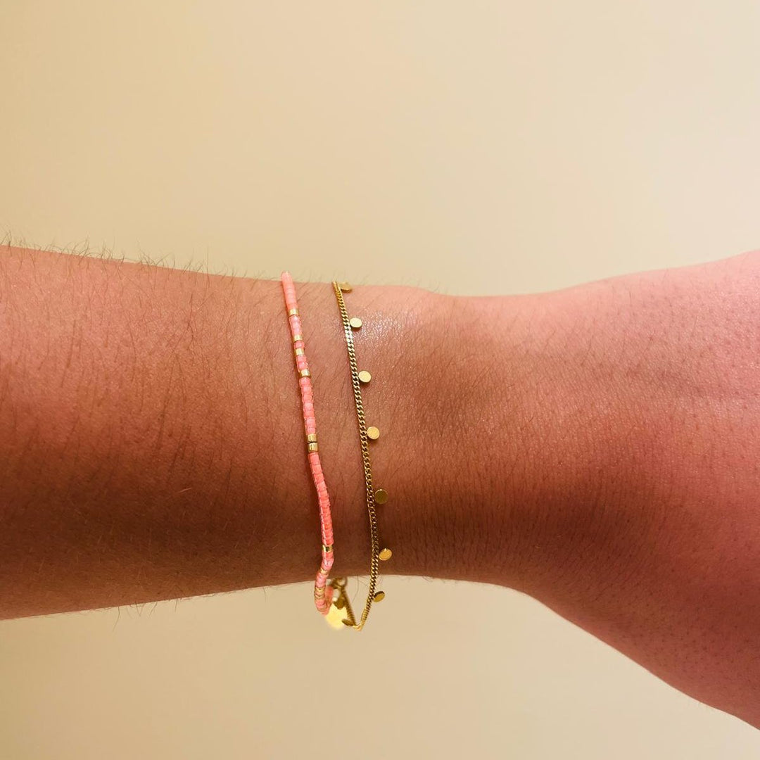 Bracelet double acier et perles - Les Cléias