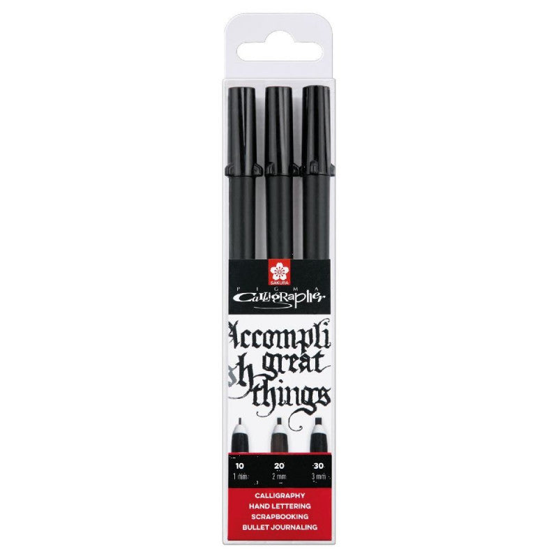 Set de 3 stylos calligraphiques Pigma noir