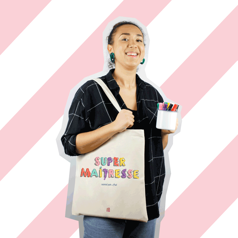 Maitresse, cadeaux, colorier, élève, student, coloriage