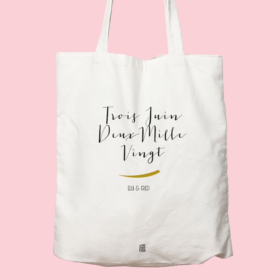 sac, mariage, date, prénoms, personnalisation, amour