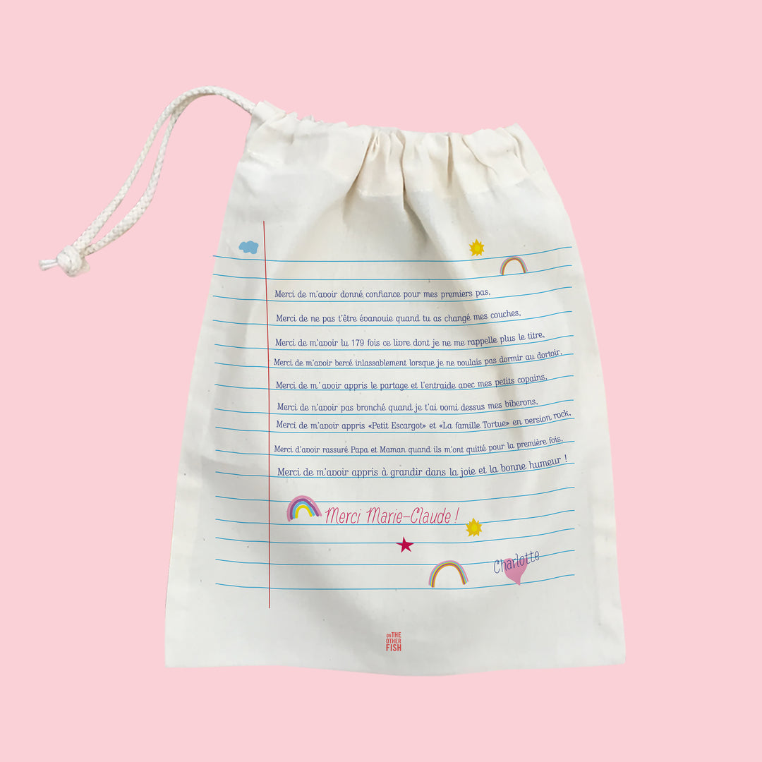 maitresse, texte, pochette, remerciements, arc en ciel, personnalisation, prénom