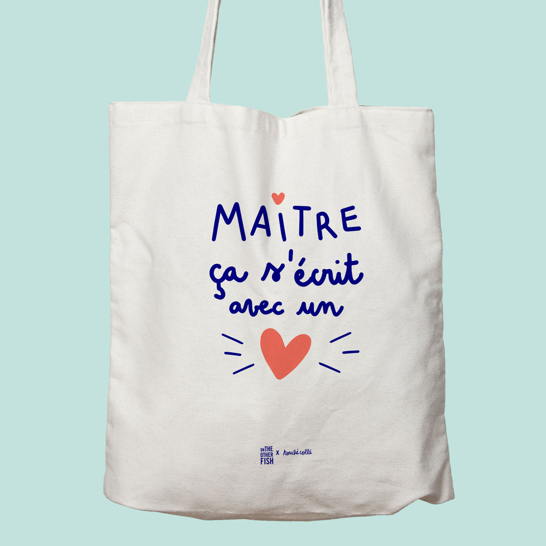 Sac à personnaliser - "Maitre, ça s'écrit avec un cœur" en collaboration avec Touché Collé - à personnaliser