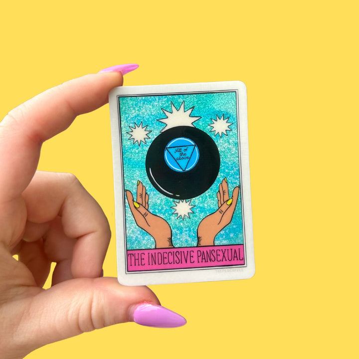 Sticker pailleté Indecisive Pansexual - The Peach Fuzz