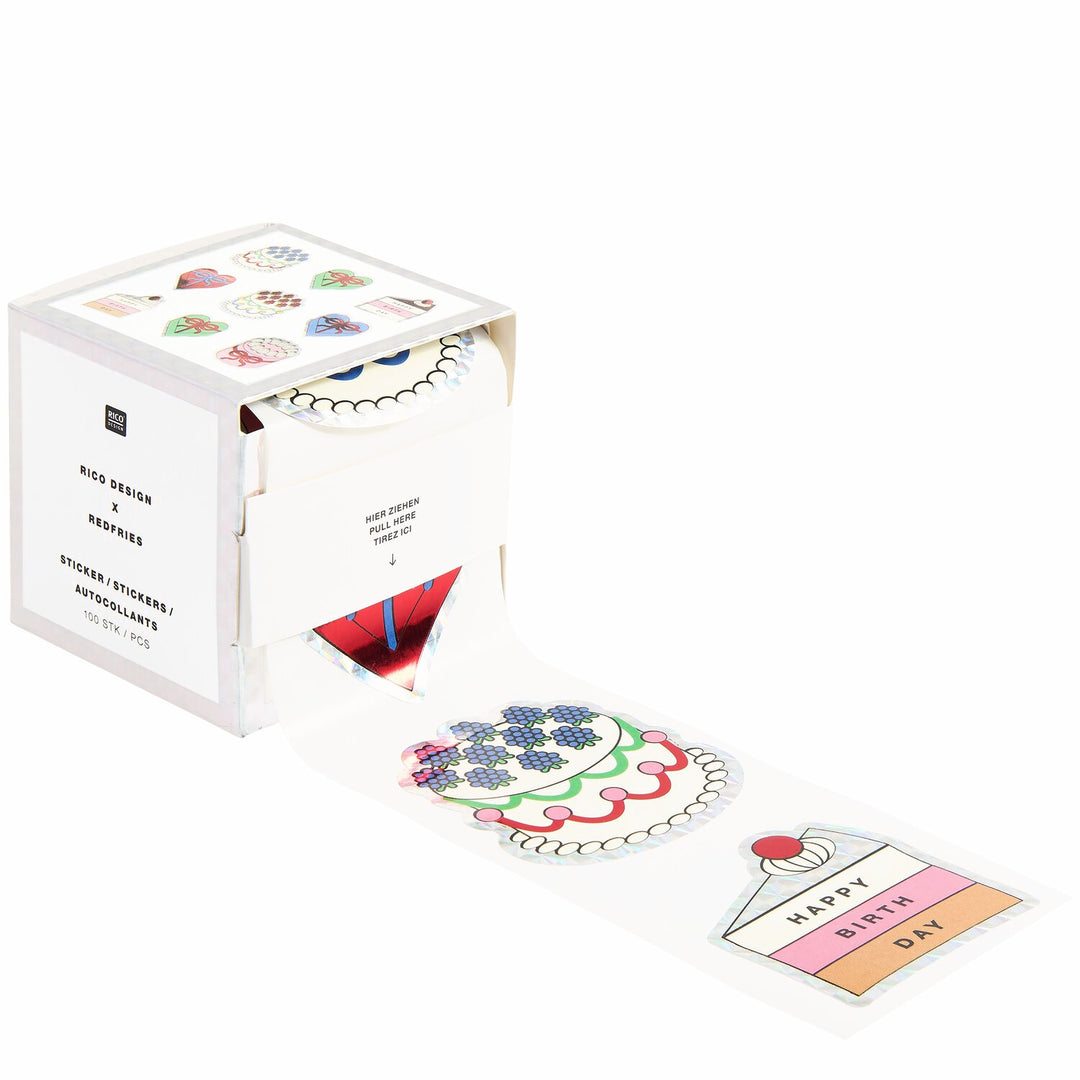 Autocollants en rouleau - Gâteaux - Eye Candy - 100 pièces - Rico Design