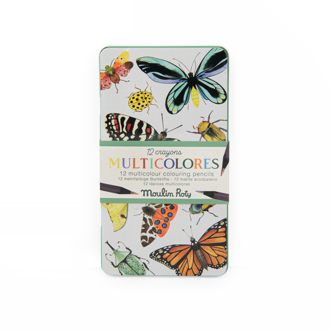 12 crayons de couleur multicolores - Tout autour du monde - Moulin Roty
