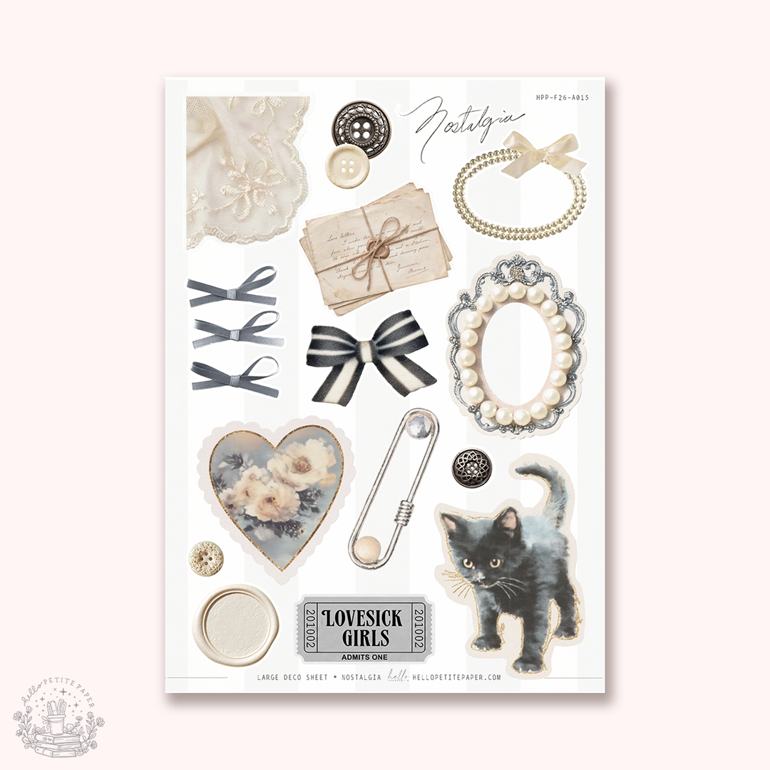 Planche de grands stickers Journaling Nostalgia - Hello Petite Paper