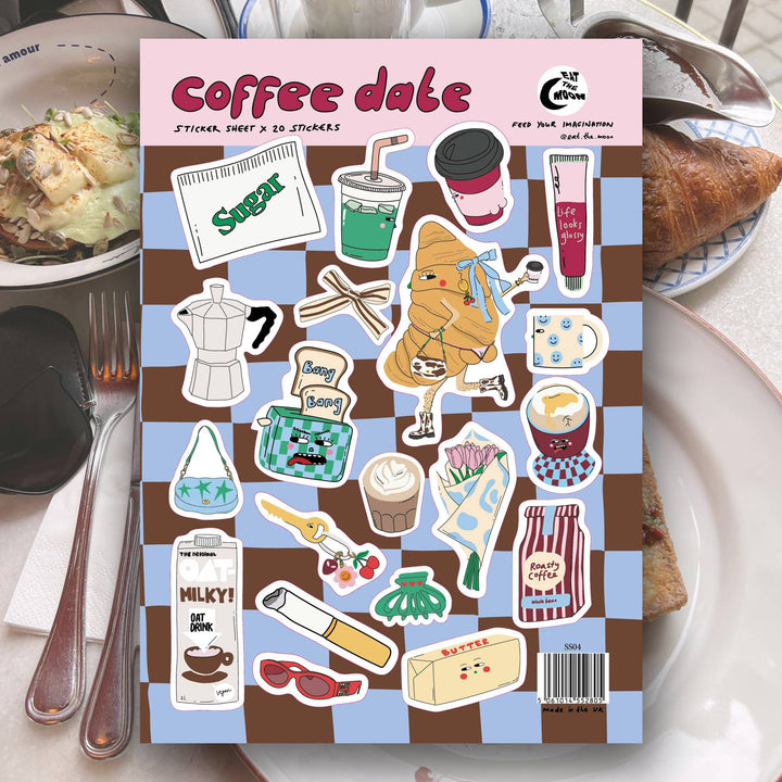 Planche de stickers A5 coffee dates