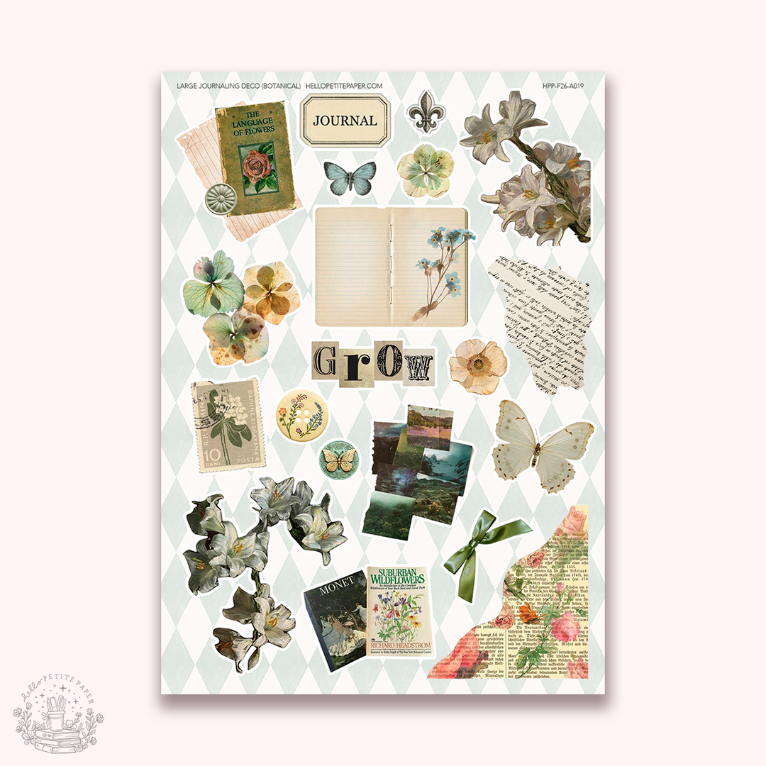 Planche de stickers Junk Journaling Botanical - Hello Petite Paper