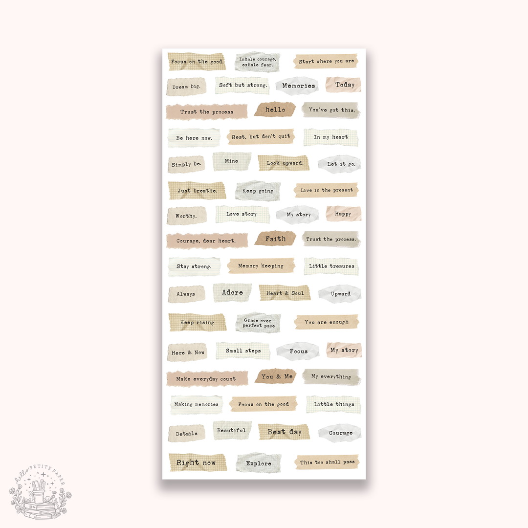Planche de stickers Journaling Essentials Quotes (EJ129) - Hello Petite Paper
