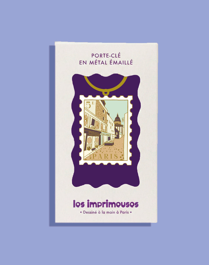 Porte-clé Timbre Paris 5e - Sous les pavés de Mouffetard