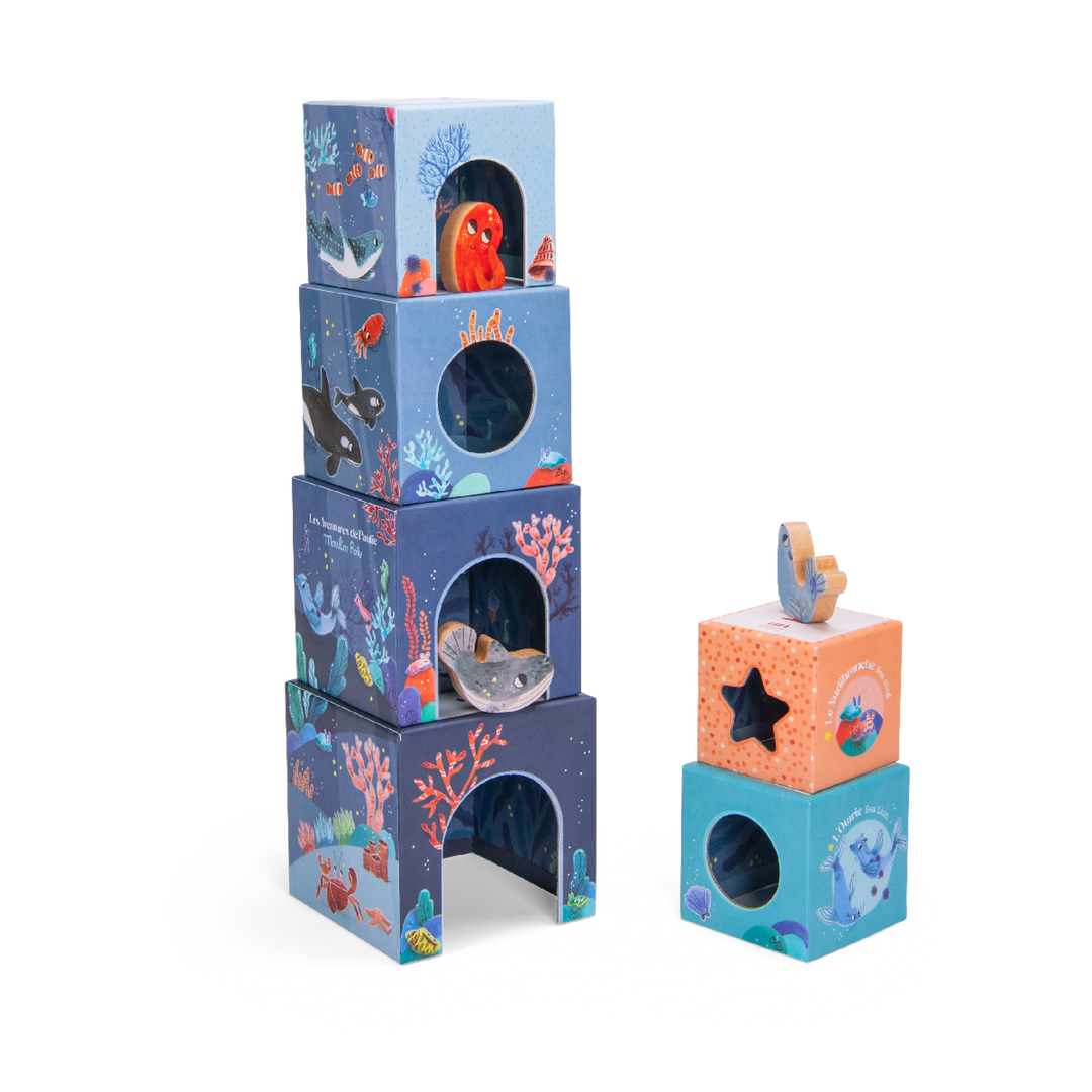 Cubes empilables avec 3 figurines - Les aventures de Paulie - Moulin Roty