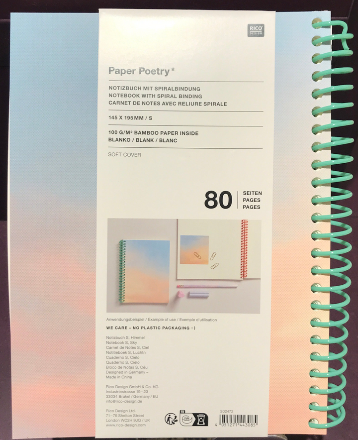 Carnet de notes S, reliure à spirale, ciel, 80 pages