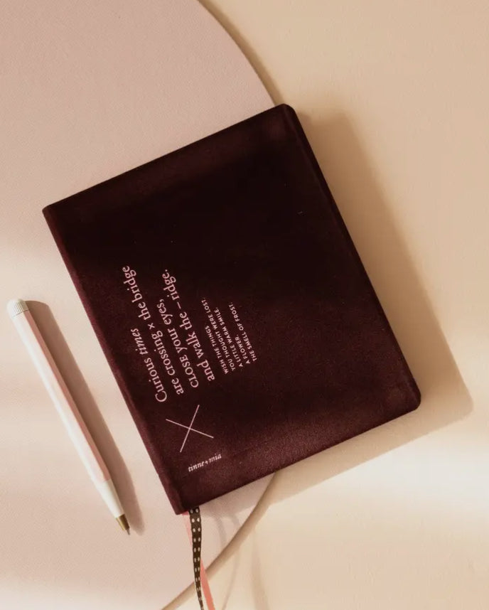 Bullet Journal A6+ 16x13cm Velours Magnet - Carnet Pointillés Couverture Velvet 160 Pages - Tinne+Mia