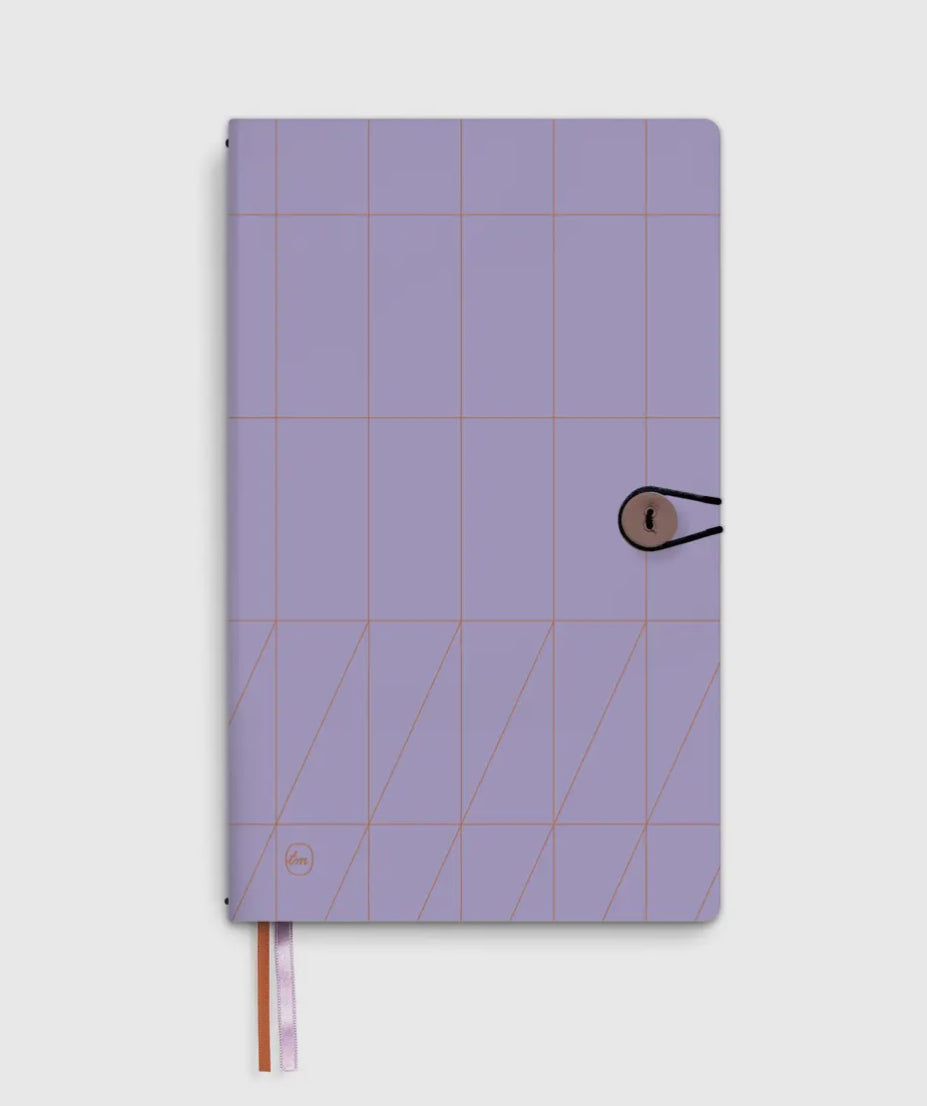 Carnet Lin à Bouton 12x21cm Lavendula - 3 Cahiers Détachables Papier Japonais - Tinne+Mia