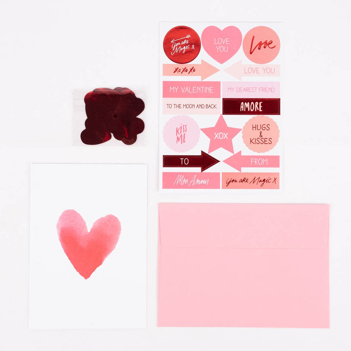 Carte DIY Cœur Aquarelle détail