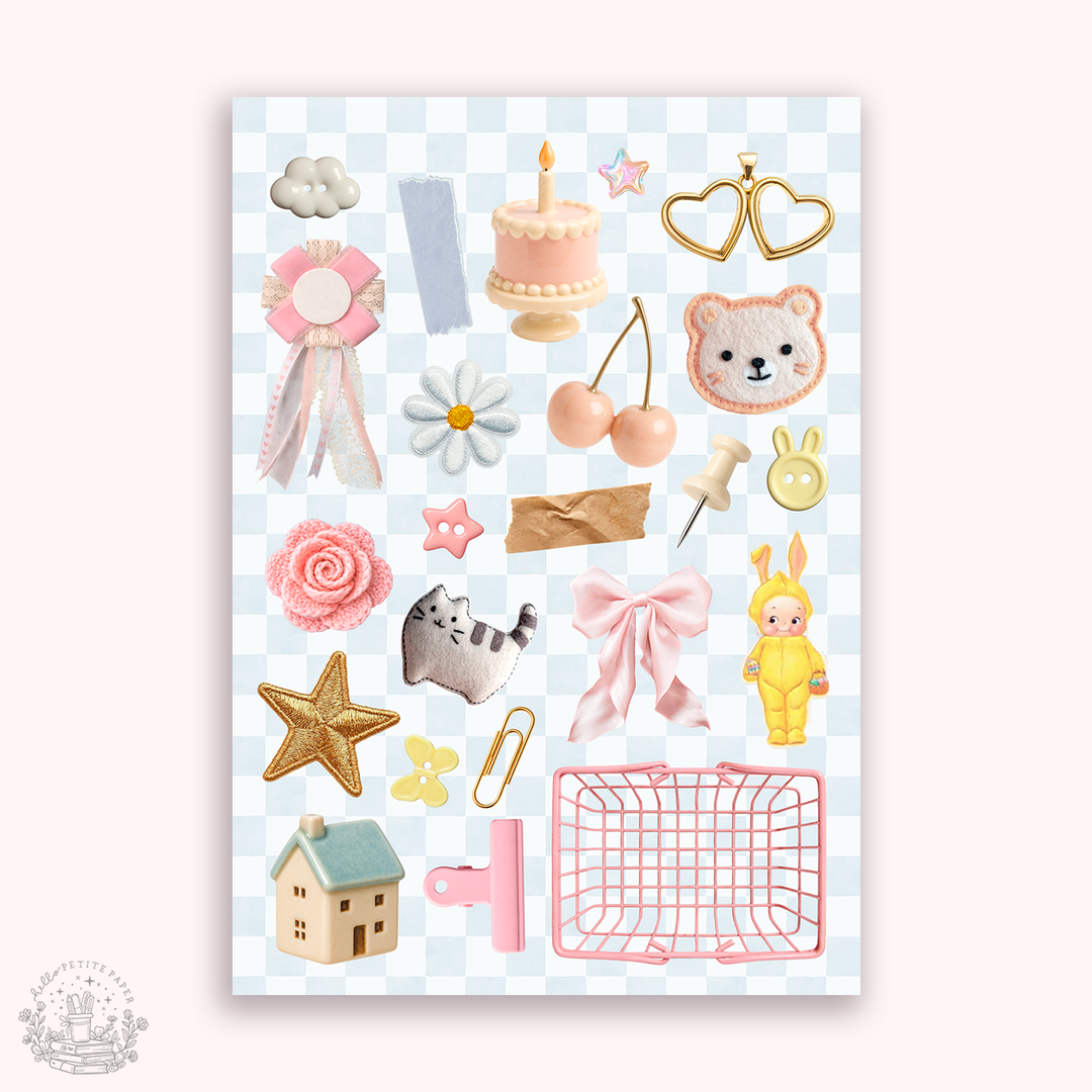 Planche de stickers Junk Journaling Trinkets - Hello Petite Paper