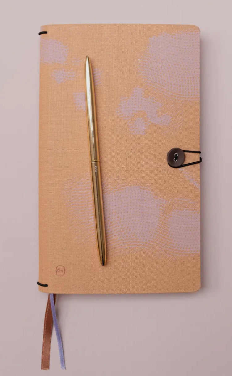 Carnet Lin à Bouton 12x21cm Orchidée Miel - 3 Cahiers Détachables Papier Japonais - Tinne+Mia