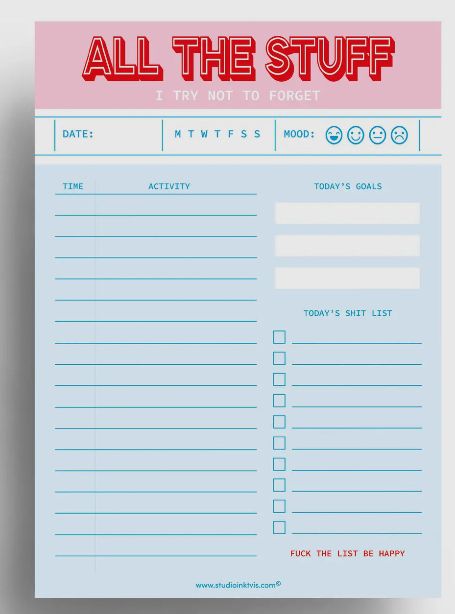 Carnet de note A5 "All the stuff I try not to forget"