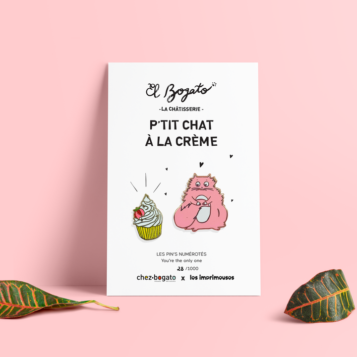 Pin's Bogato x Les Imprimeuses - P’tit chat  à la crème