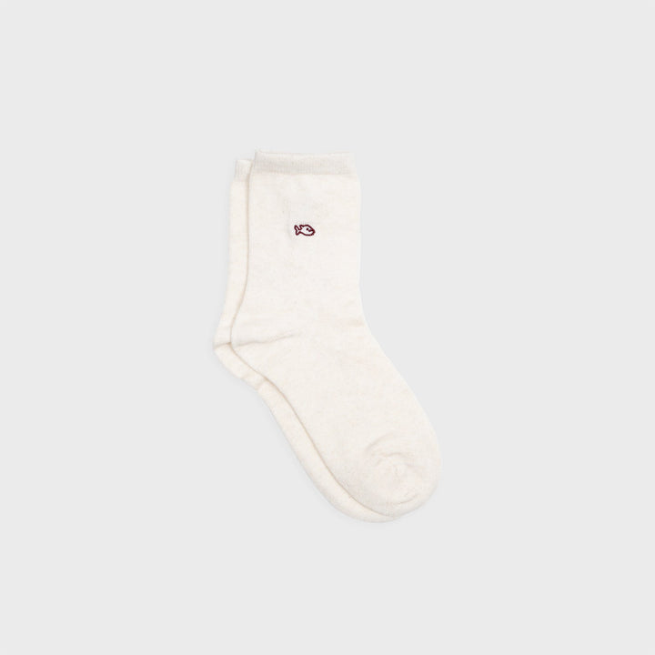 Chaussettes unies pailletées Écru