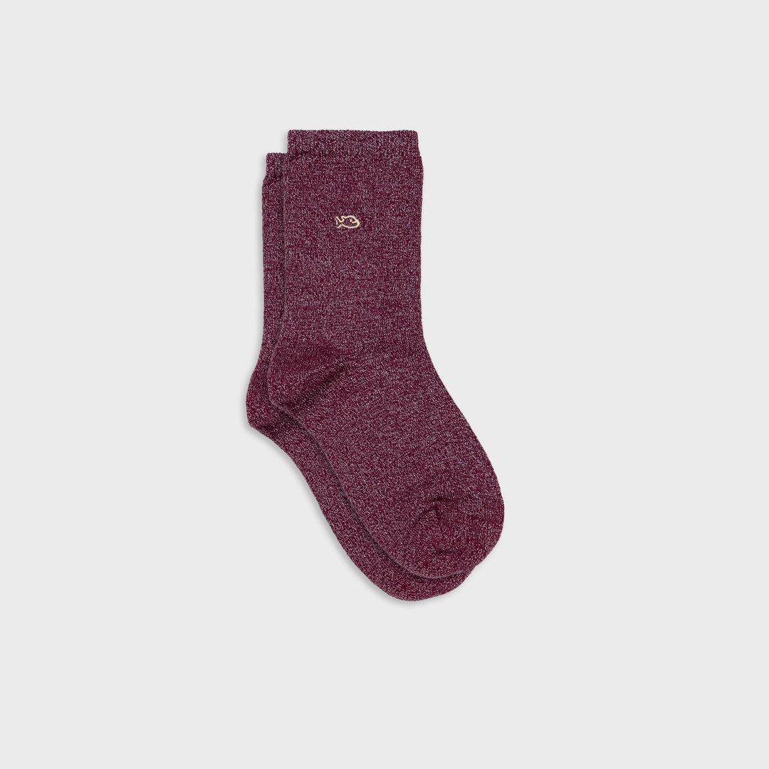 Chaussettes unies pailletées Aubergine