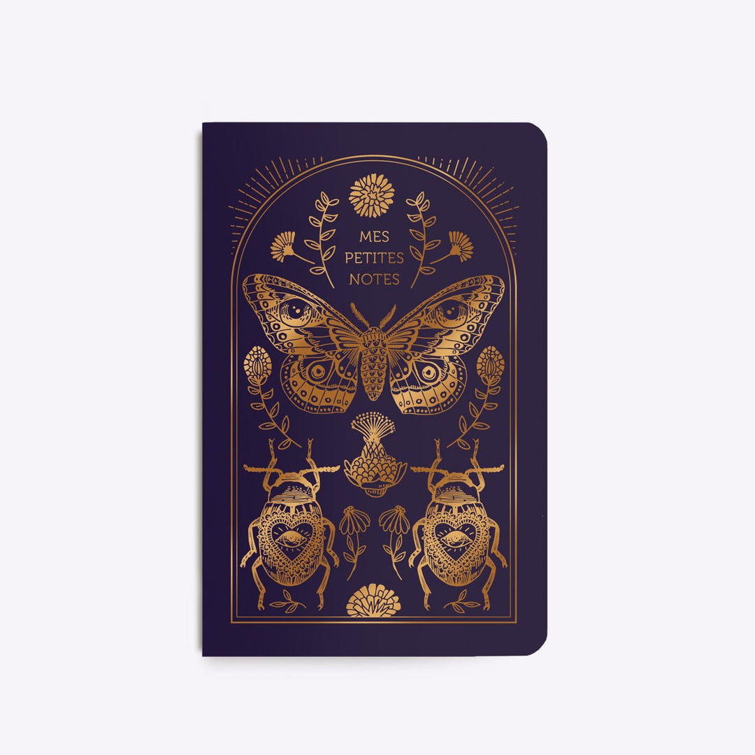 Carnet cousu Scarabée violet - CU067