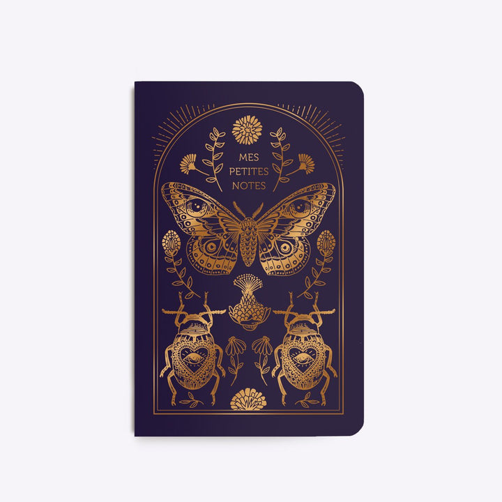 Carnet cousu Scarabée violet - CU067
