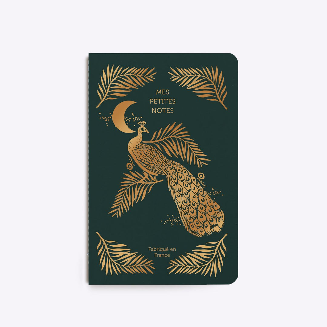 Carnet cousu Paon Céleste vert sapin - CU077