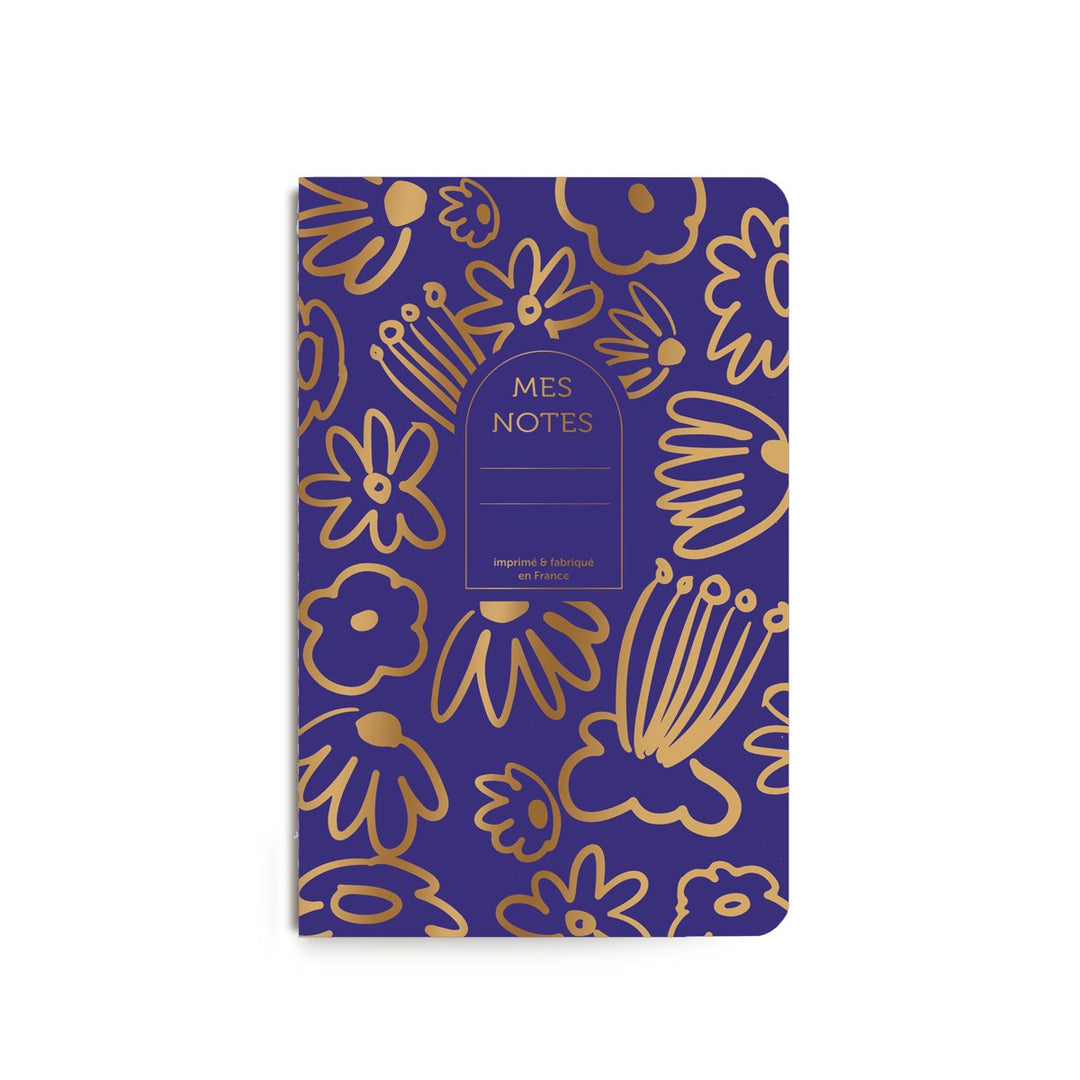 Carnet cousu Big Flowers bleu roi - CU086