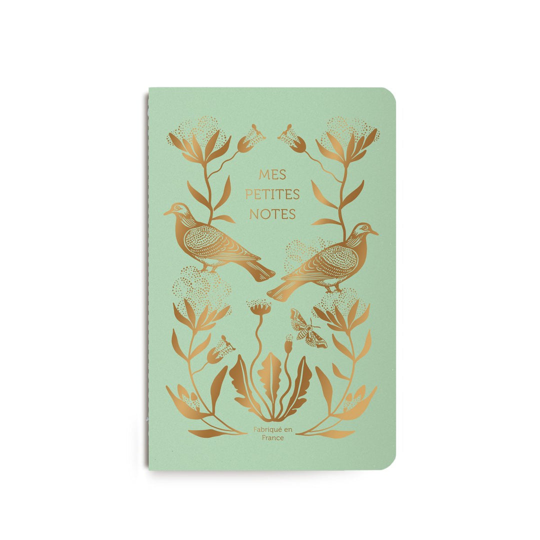 Carnet cousu Coton vert menthe - CU087