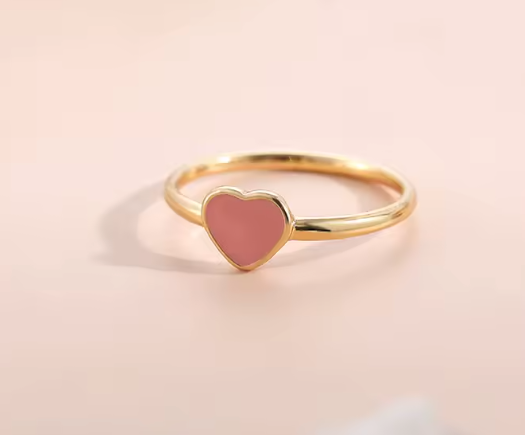 Bague coeur - Rose, rouge, doré