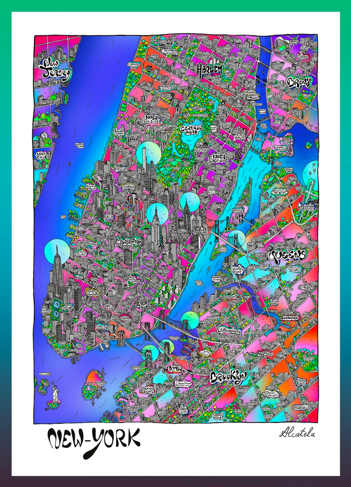 Affiche Plan de ville Format Portrait - Alcatela Illustration - 42x59,4 cm