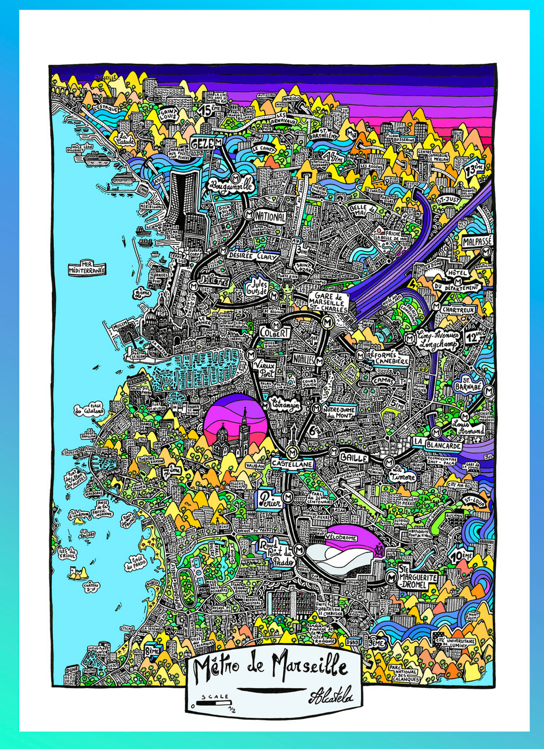 Affiche Plan de ville Format Portrait - Alcatela Illustration - 42x59,4 cm
