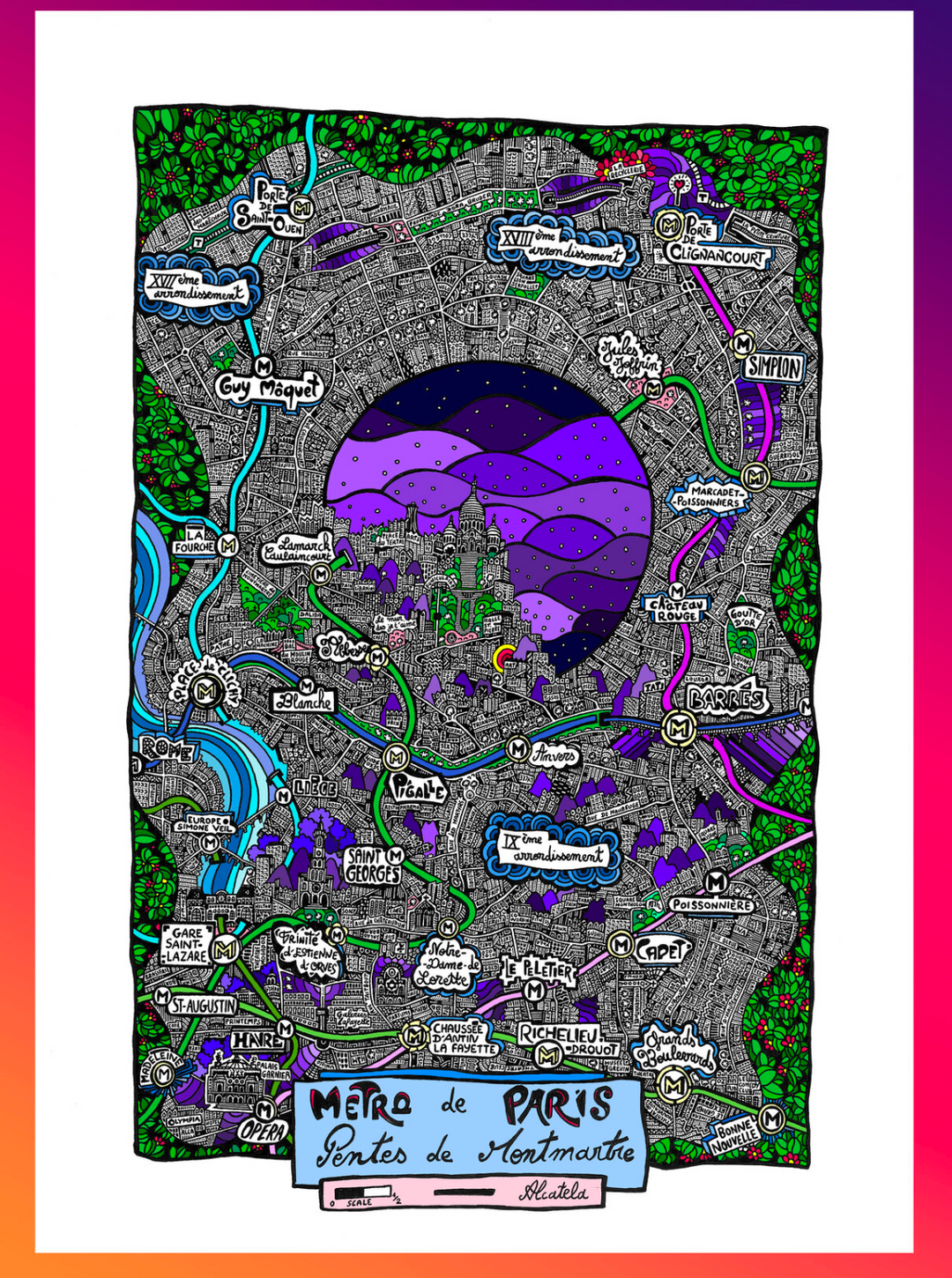 Affiche Plan de ville Format Portrait - Alcatela Illustration - 42x59,4 cm