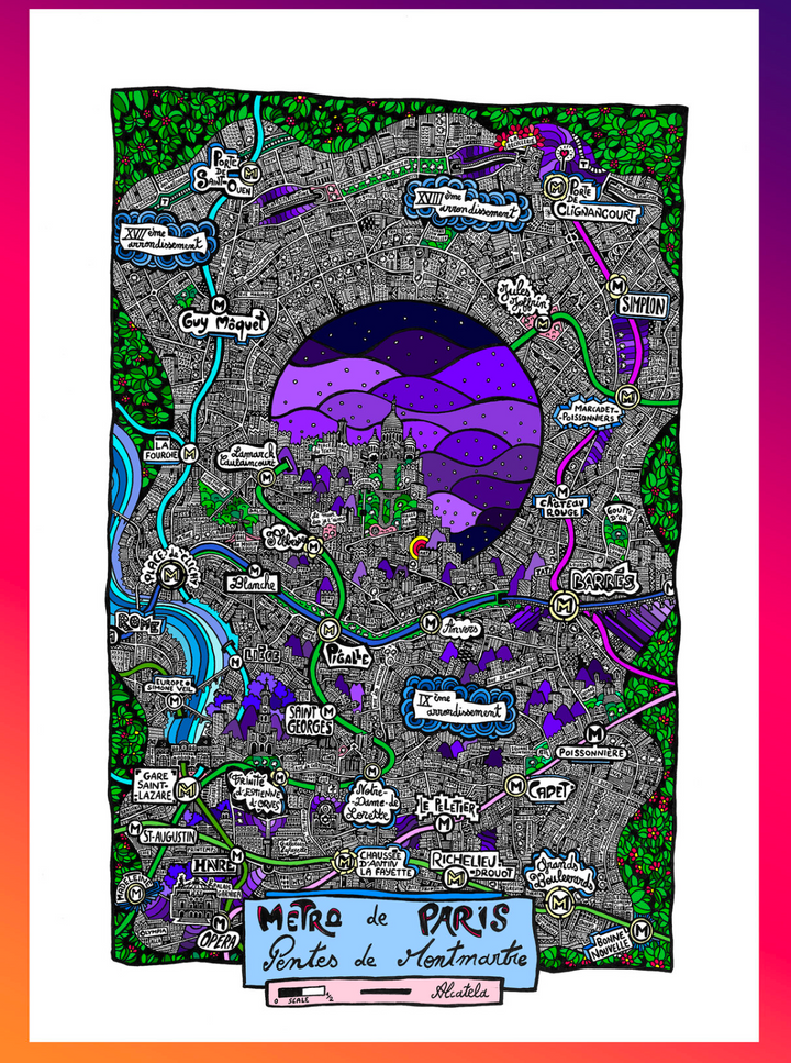 Affiche Plan de ville Format Portrait - Alcatela Illustration - 42x59,4 cm