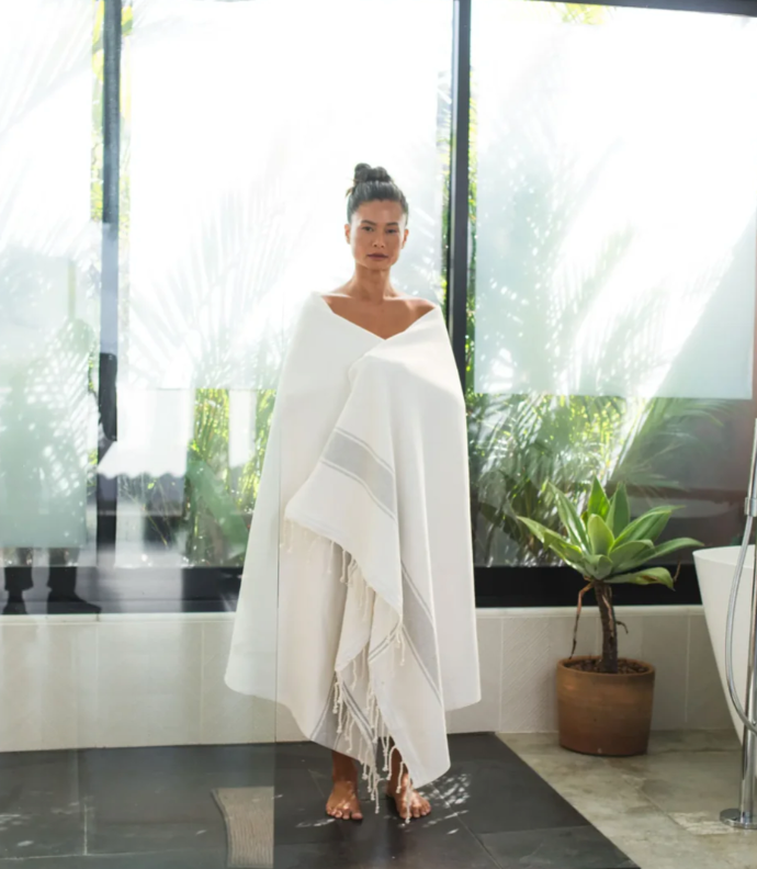 Fouta doublée éponge blanche à personnaliser