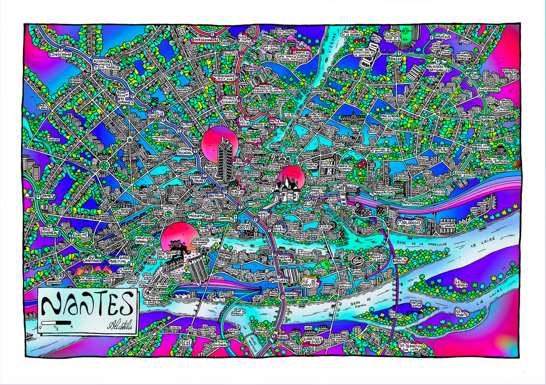 Affiche Plan de ville - Format Paysage - Alcatela Illustration - 42x29,7cm