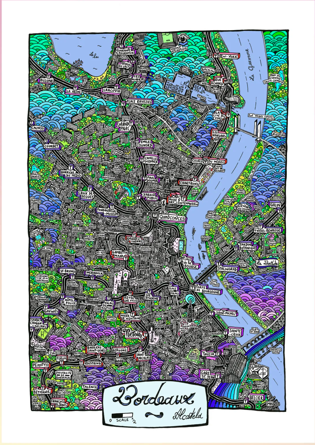 Affiche Plan de ville Format Portrait - Alcatela Illustration - 42x59,4 cm