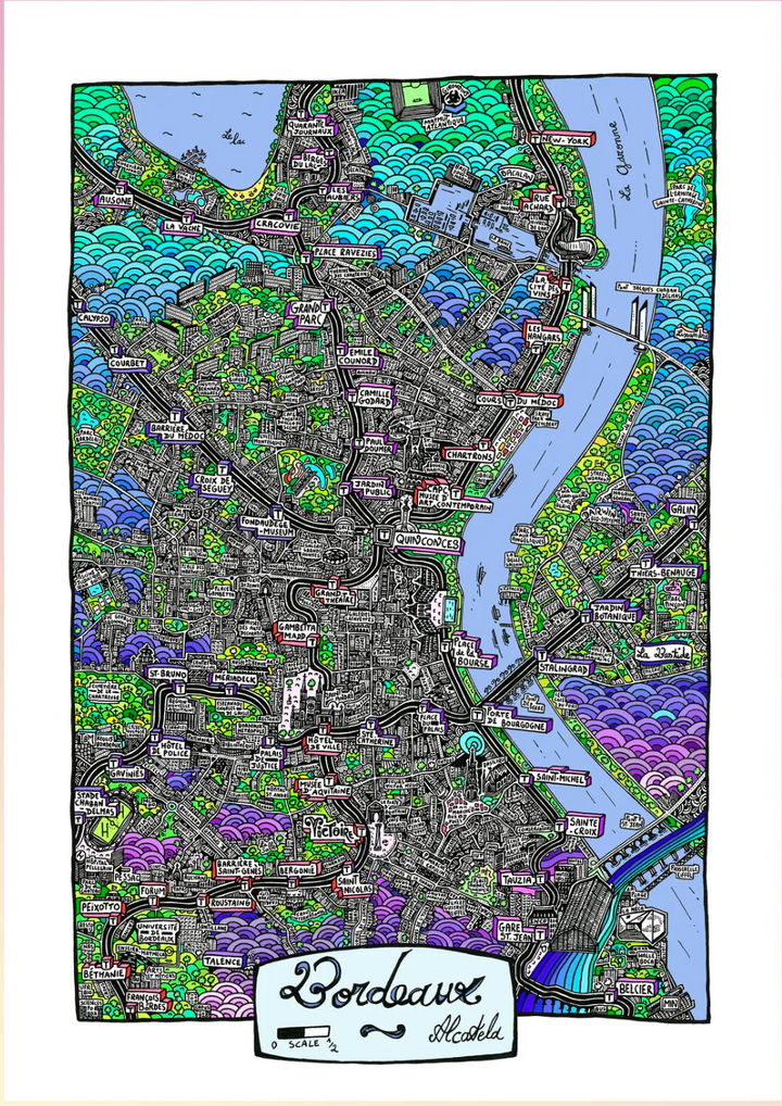 Affiche Plan de ville Format Portrait - Alcatela Illustration - 42x59,4 cm