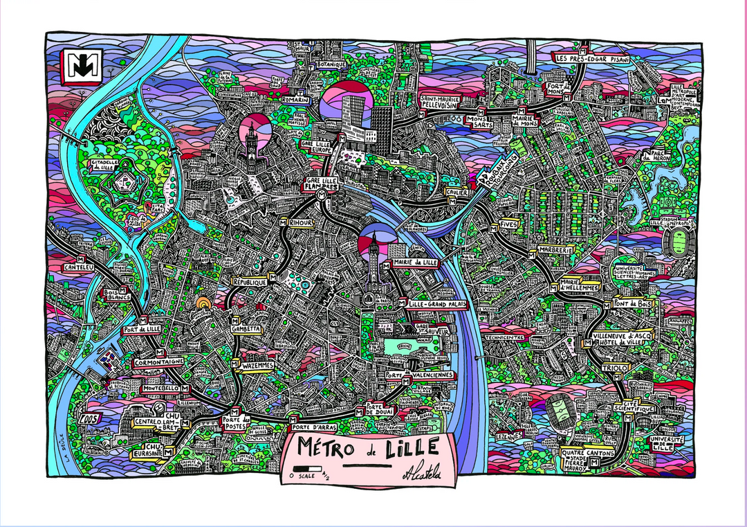 Affiche Plan de ville - Format Paysage - Alcatela Illustration - 42x29,7cm