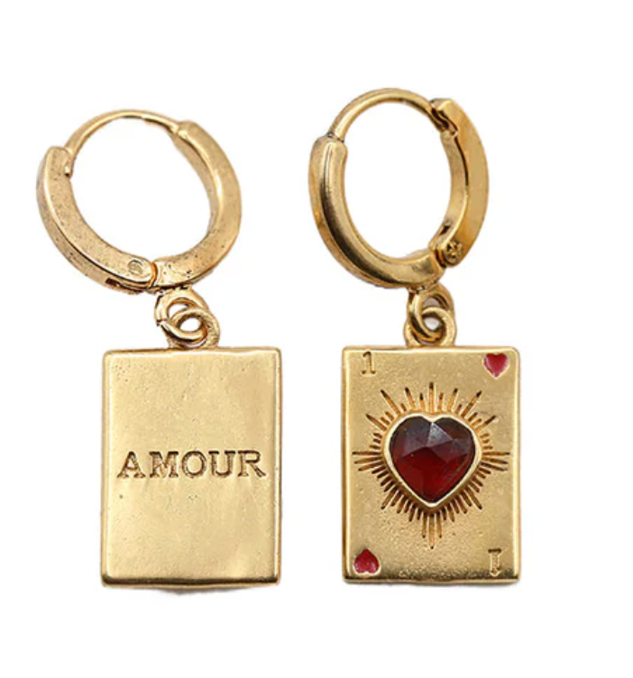 Mini boucles d’oreilles Sacha Carte – Plaqué or & pierres naturelles | LA2L